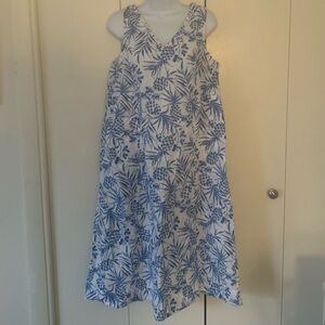 J.Jill Linen pineapple print sleeveless V-neck dress PM